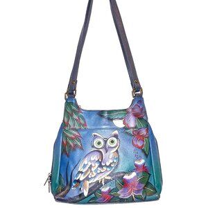 Anushka Leather Hand Painted Owl  Purse + Wallet